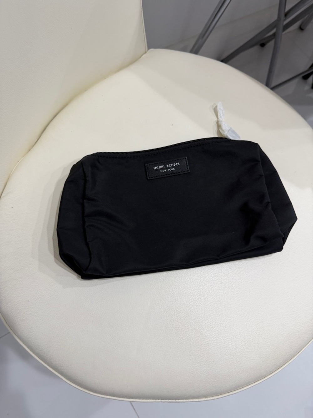 henri bendel Black Nylon Zip Cosmetic Case